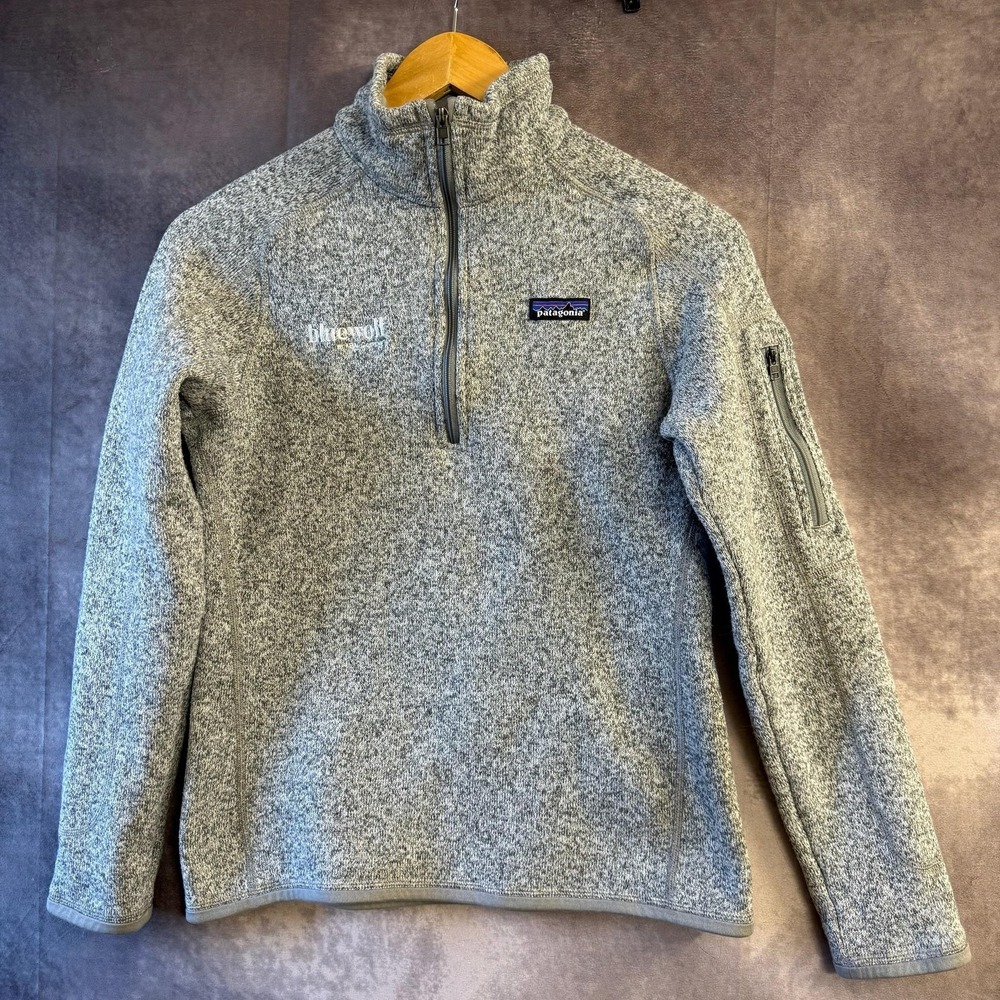 Patagonia Better Sweater Women Medium Gray Fleece 1/4‎ Zip Bluewolf Custom Logo